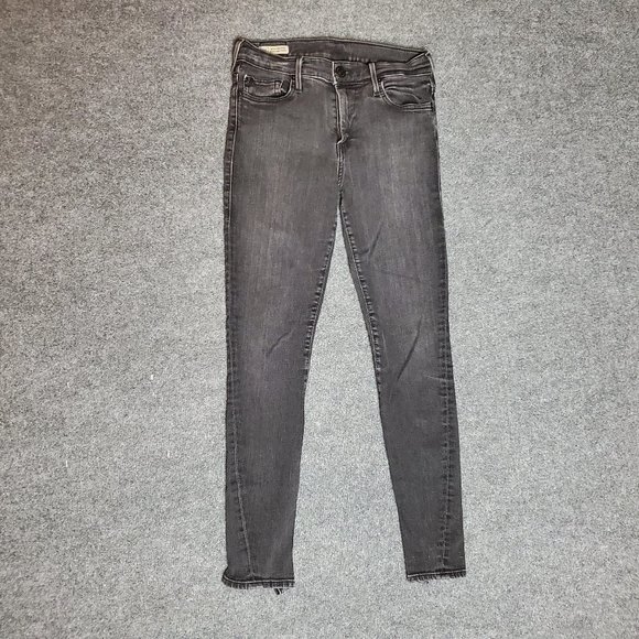 True Religion Halle 28 (Meas 26x27 9" Mid Rise) Skinny Black Ankle Zip Jeans A14 - Picture 1 of 9